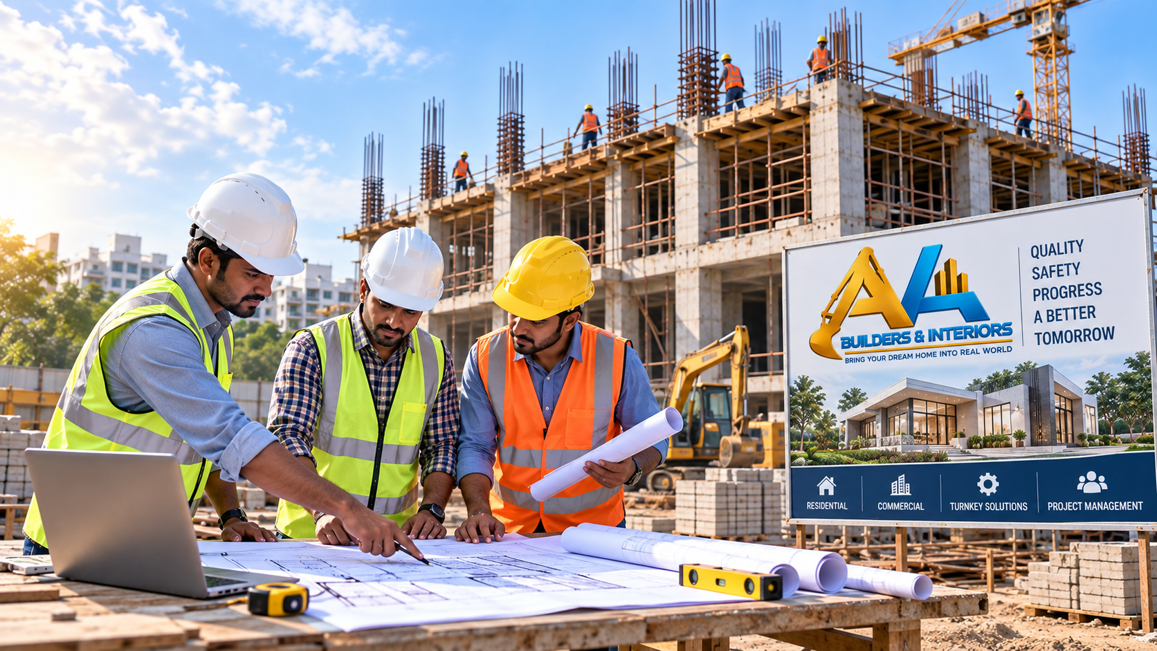 AA Builders team at a residential construction site