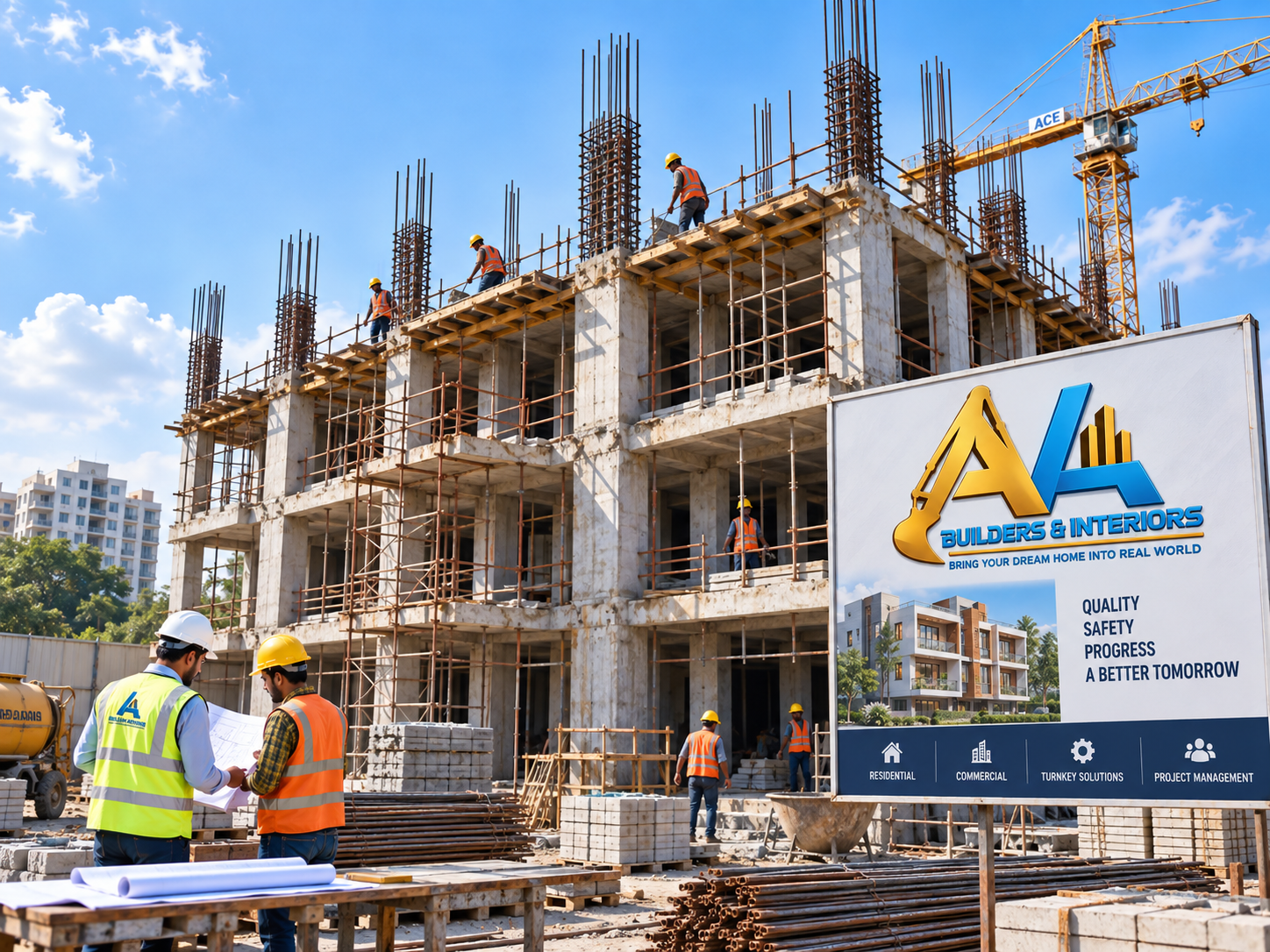 Residential building frame under construction